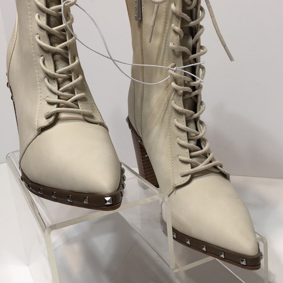 Cream crocodile boot Charles by Charles David lace up studded Duffy US 7 - Picture 9 of 13